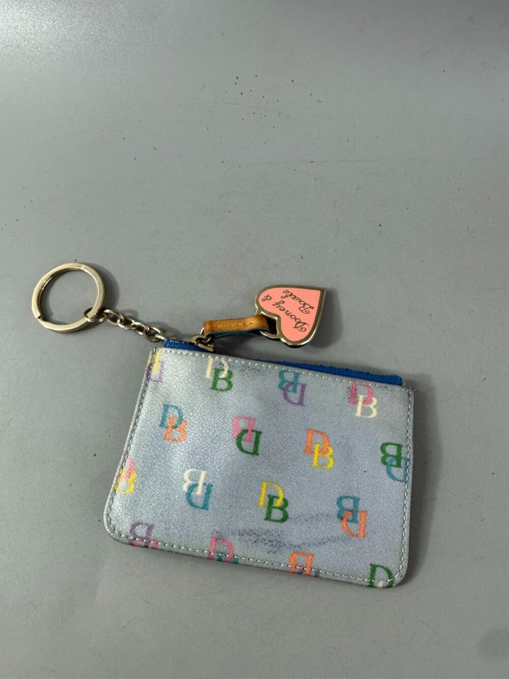 Vintage Dooney & Bourke Multicolor Coated Canvas Key Wallet